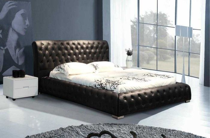 Chesterfield Polster Doppel Ehe Betten Modernes Designer Bett Leder Textil 9178B