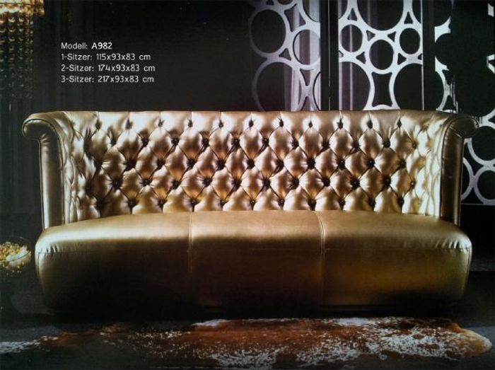 Chesterfield Sofagarnitur Ledersofa Stoff Textil Polster Couch Sofa Garnitur Neu