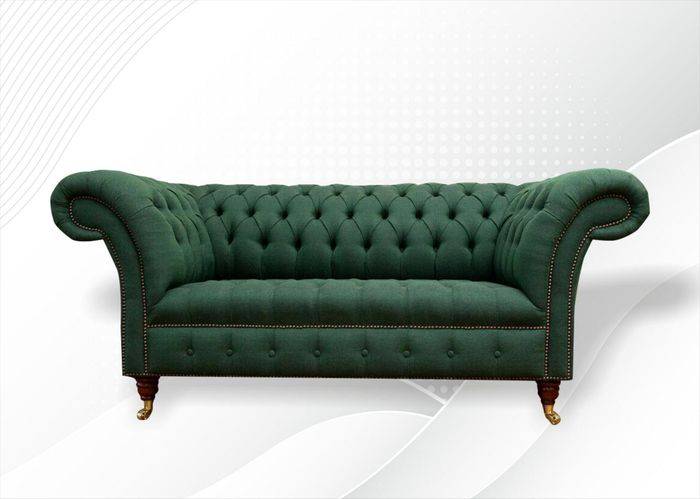 Chesterfield 2 Sitzer Stoff Grün Textil Sofa Modern Kreative Wohnzimmer Design