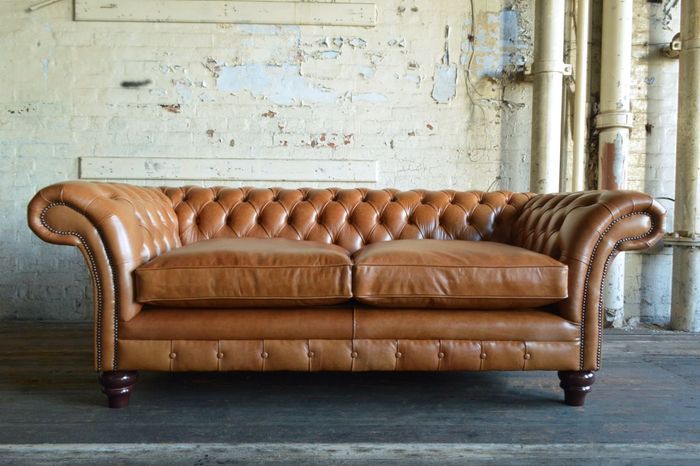 Chesterfield Design Luxus Polster Sofa Couch Sitz Garnitur Leder Textil Neu #189