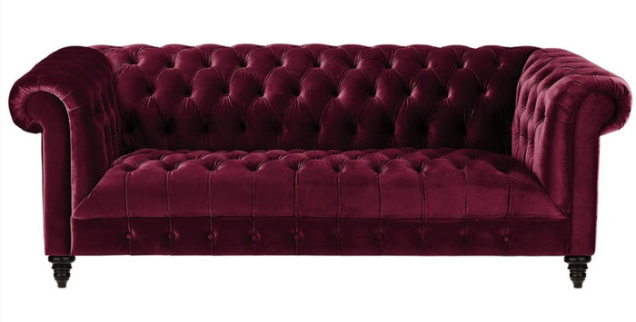 Dreisitzer Bordaux Stoff Wohnzimmer Design Couchen Polster Sofa Chesterfield Neu