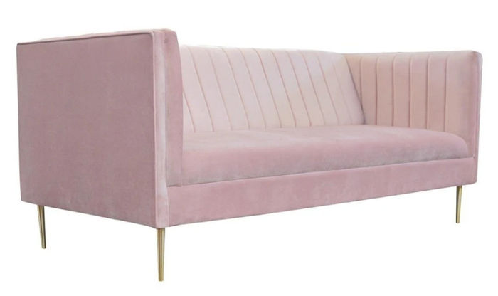 Dreisitzer Sofa Sofas Rosa Stoff Wohnzimmer Design Couchen Polster Neu Textil