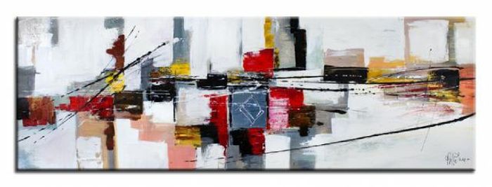 ABSTRAKT MODERN GEMÄLDE BILD ÖLBILD AUF LEINWAND ECHTE HANDARBEIT 50X150CM 00620