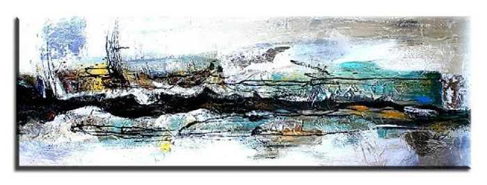 ABSTRAKT GEMÄLDE BILD ÖLBILD AUF LEINWAND ECHTE HANDARBEIT 50X150CM - G01383