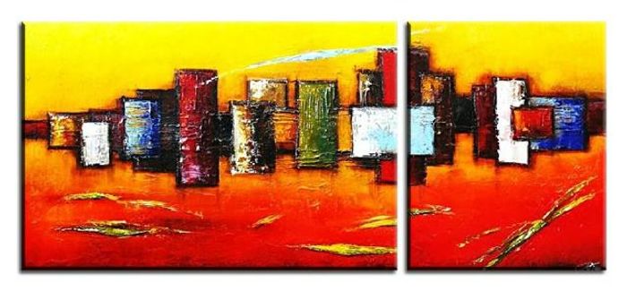 ABSTRAKT BILD GEMÄLDE ÖLBILD AUF LEINWAND ECHTE HANDARBEIT 50x70cm+40x50cm 02752