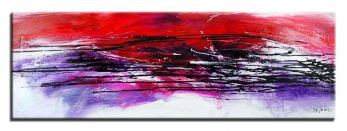 ABSTRAKT BILD GEMÄLDE MODERN ÖLBILD AUF LEINWAND ECHTE HANDARBEIT 50X150CM 15922