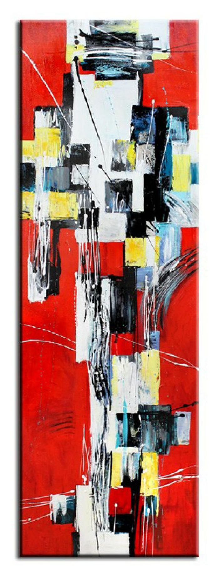 ABSTRAKT BILD GEMÄLDE MODERN ÖLBILD AUF LEINWAND ECHTE HANDARBEIT 50X150CM 17254