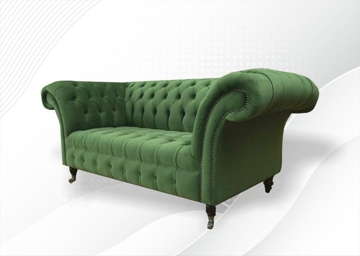 Chesterfield 2 Sitzer Sofa Grün Luxus Zweisitzer Möbel Neu Modern Design Textil