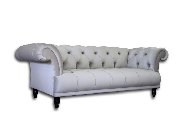 Design Chesterfield Klassik Weiß 3- Sitzer Couch Leder Couch Polster Sofas Sofa