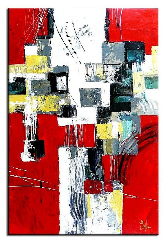 ABSTRAKT MODERN GEMÄLDE ÖLBILD BILD LEINWAND ECHTE HANDARBEIT 60x90cm - G03896