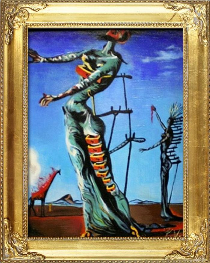 SALVADOR DALI "BRENNENDE GIRAFFE" ÖLBILD BILD BILDER GEMÄLDE MIT RAHMEN 04833