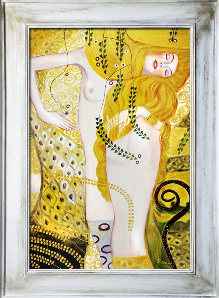 GUSTAV KLIMT BILD ÖLBILD ÖLGEMÄLDE GEMÄLDE MIT RAHMEN 72X92CM - G06796