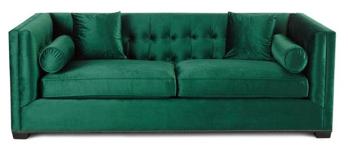 Dreisitzer Grün Stoff Polster Sofa Sofas Chesterfield Wohnzimmer Design Couchen