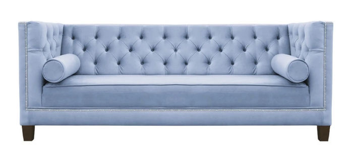 Hellblau Dreisitzer Stoff Wohnzimmer Design Couchen Sofa Sofas Chesterfield Neu