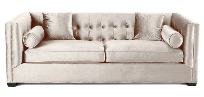 Dreisitzer Beige Stoff Wohnzimmer Design Couchen Polster Sofas Chesterfield Neu