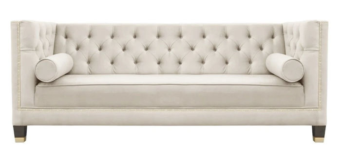 Beige Chesterfield Wohnzimmer Modern Design Couchen Sofa Möbel Stoff Sofas Neu