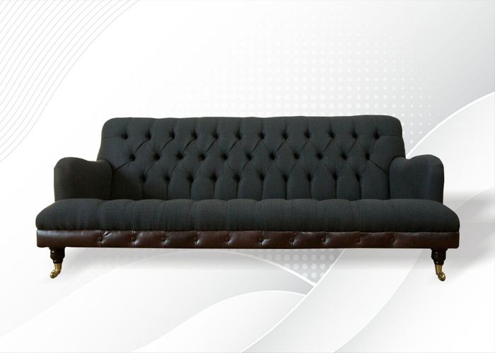 Chesterfield 3 Sitzer Schwarz Textil Design Couchen Polster Sofas Neu big xxl