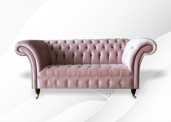 Chesterfield Rosa Stoff Wohnzimmer Design Couchen Polster Sofa Sofas Textil Neu