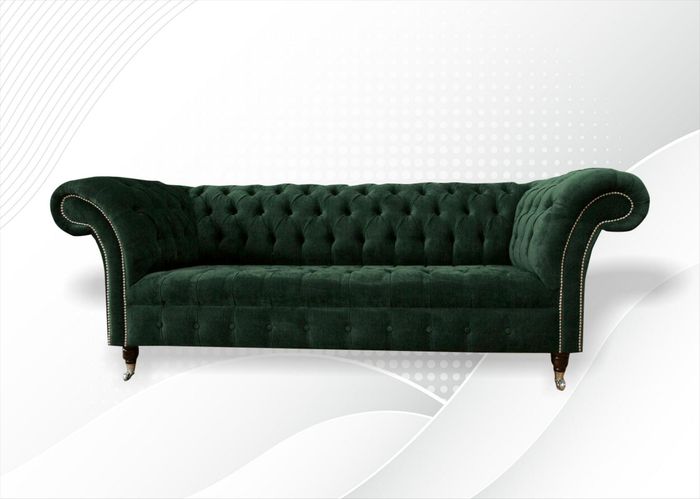 Chesterfield Grün Dreisitzer Sofa Design Couchen Polster Sofas Couch Textil Neu