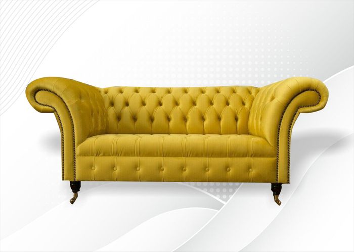 Chesterfield 2 Sitzer Möbel Modern Design Textil Wohnzimmer Couchen Gelbe Sofas