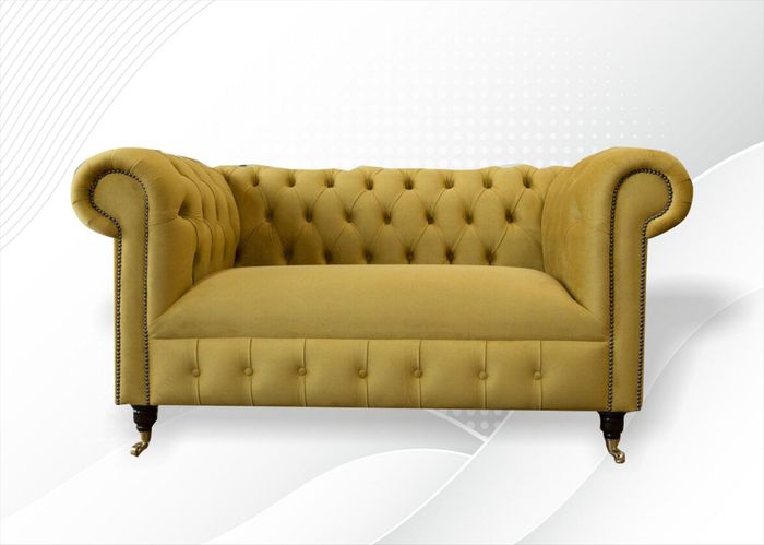 Chesterfield 2 Sitzer Sofa Gelb Design Couchen Polster Sofas Neu Kreative Luxus
