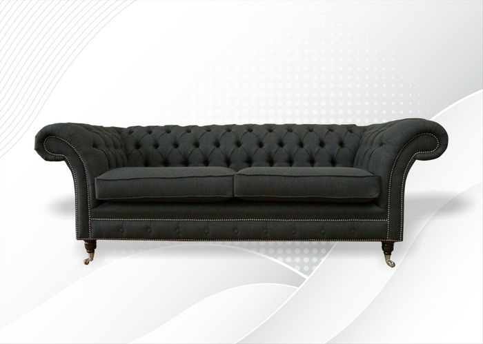 Chesterfield 3 Sitzer Textil Dunkelgrau Modern Design Couchen Sofa couch Möbel