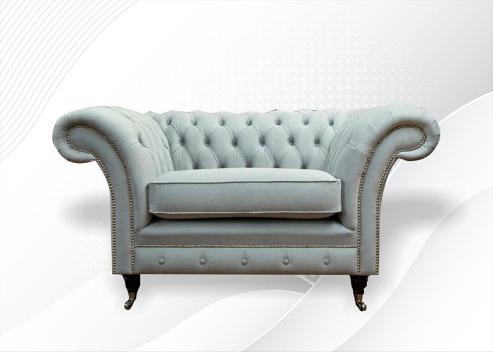 Chesterfield Sessel Grau Textil Neu Wohnzimmer Modern Stoff Sofas Couchen Möbel