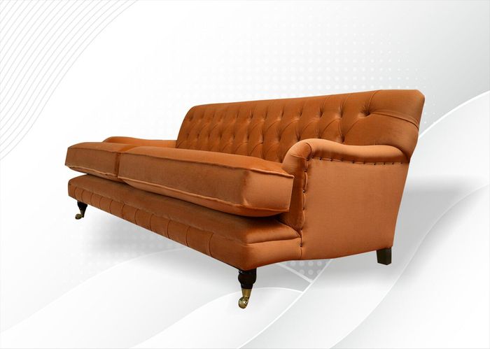 Chesterfield Orange Design Couchen Polster Sofas Couch Stoff Wohnzimmer Textil