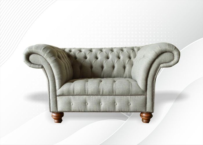 Chesterfield Sessel Hellgrau Stoff Wohnzimmer Design Couchen Sofa Sofas Textil