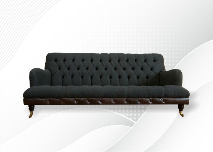 Chesterfield Schwarz Wohnzimmer Modern Design Couchen Sofa Luxus Möbel Stoff Neu