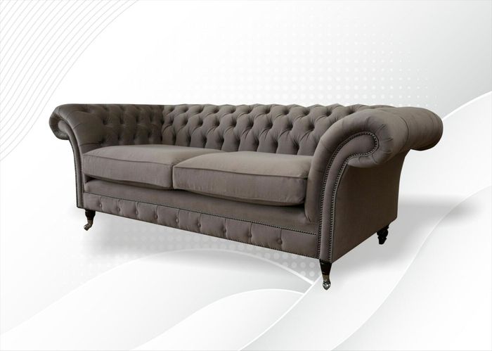 Taupe Chesterfield 3 Sitzer Taupe Möbel Modern Design Textil Wohnzimmer Couchen
