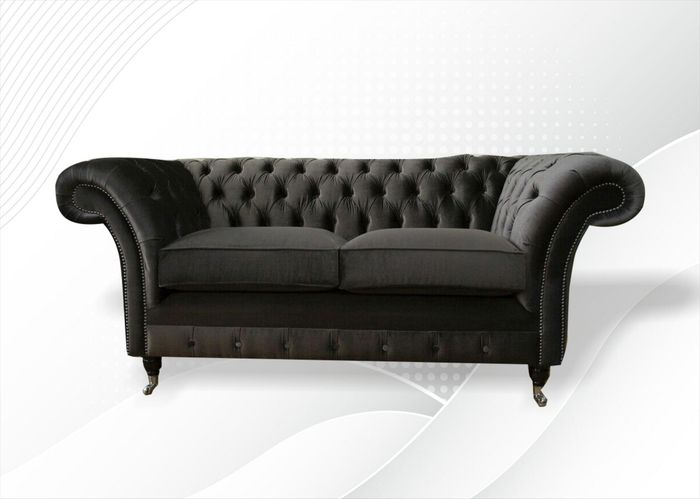 Chesterfield 2 Sitzer Sofa Schwarz Design Couchen Polster Sofas Neu Kreative