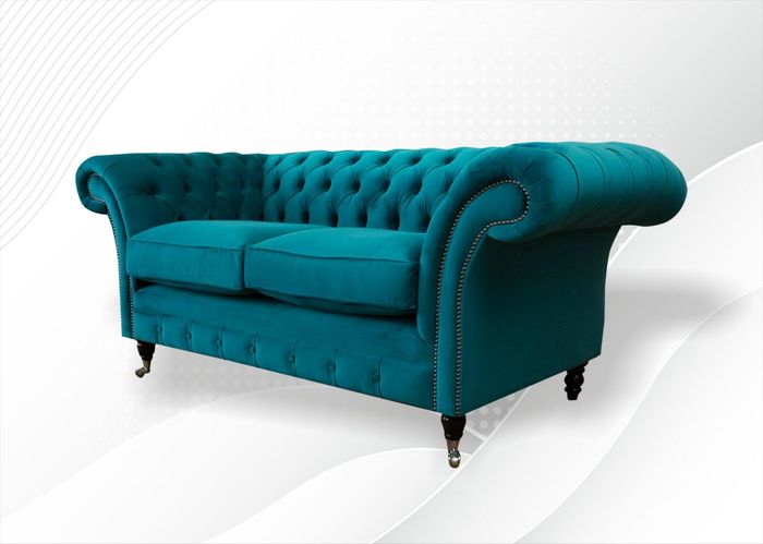 Chesterfield 2 Sitzer Textil Türkis Modern Design Couchen Sofa Kreative Möbel