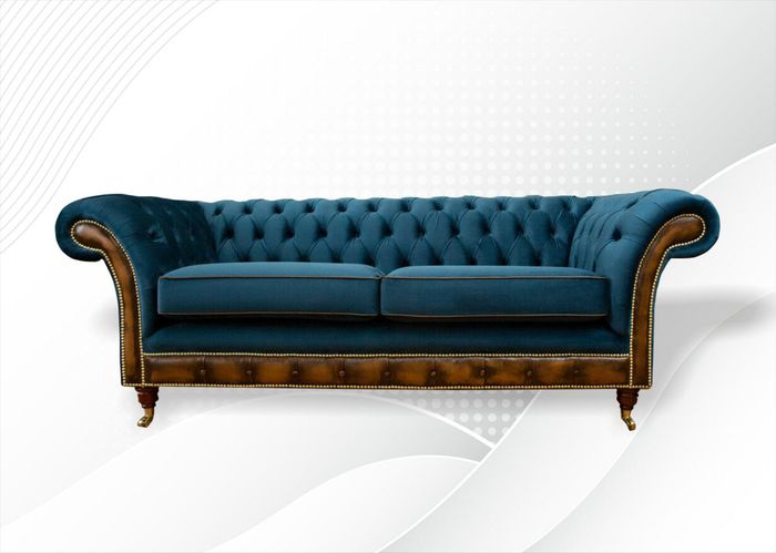 Chesterfield 3 Sitzer Türkis Dreisitzer Design Couchen Polster Sofa Sofas Textil