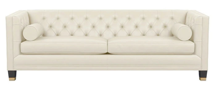 Creme Dreisitzer Chesterfield Modern Design Couchen Leder Sofa Samt Möbel Neu