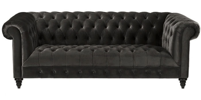 Chesterfield Holzkohle Wohnzimmer Modern Design Couchen Samt Braun Möbel Stoff