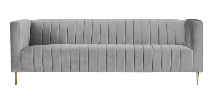 Dreisitzer Grau Sofa Sofas Grau Samt Stoff Wohnzimmer Design Couchen Polster Neu