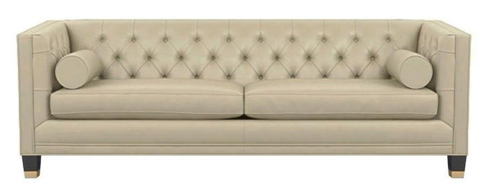 Beige Leder Sofa Samt Möbel Dreisitzer Chesterfield Modern Design Couchen Neu