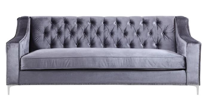 Silber Dreisitzer Chesterfield Modern Design Couchen Stoff Sofa Sofas Möbel Neu