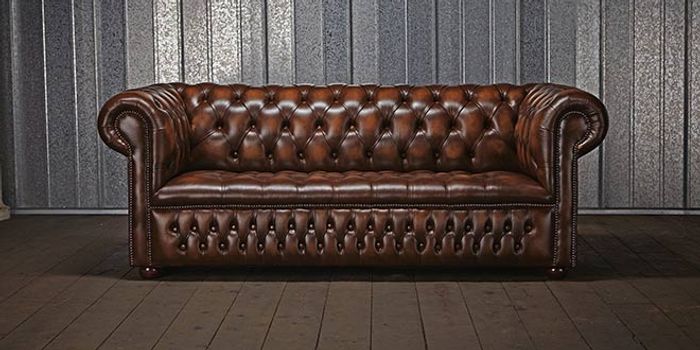 Antik Chesterfield Leder Sofa Couch Polster 100% Echtes Leder 3 Sitzer jvmoebel