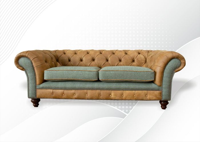 Chesterfield 3 Sitzer Leder Wohnzimmer Modern Design Couchen Sofa Graue Möbel
