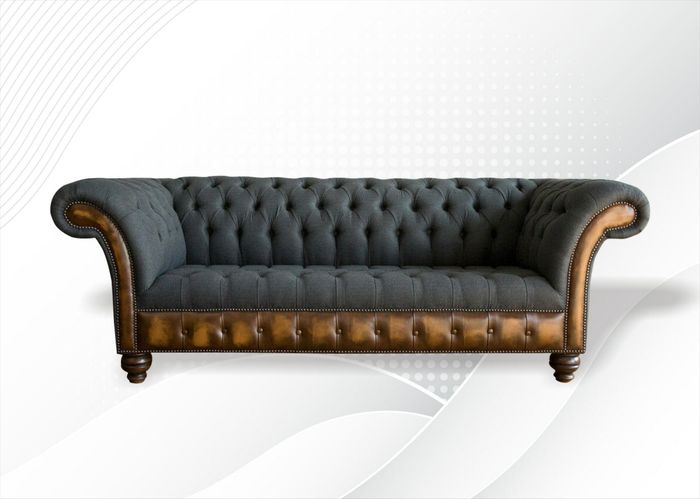 Dreisitzer Dunkelgrau Chesterfield Design Couchen Polster Klassische Sofas Neu