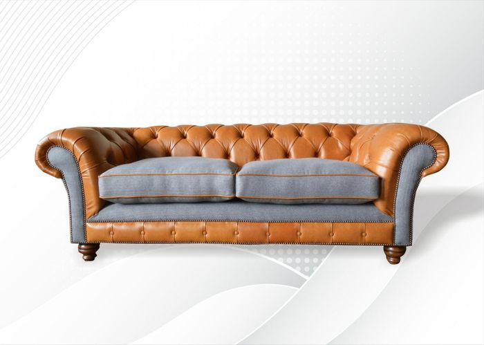 Chesterfield 3 Sitzer Braun Modern Design Couchen Leder Sofa Ledersofa Möbel Neu