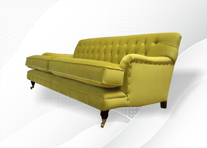 Chesterfield 2 Sitzer Wohnzimmer Moderne Design Couchen Sofa Möbel Stoff Gelb