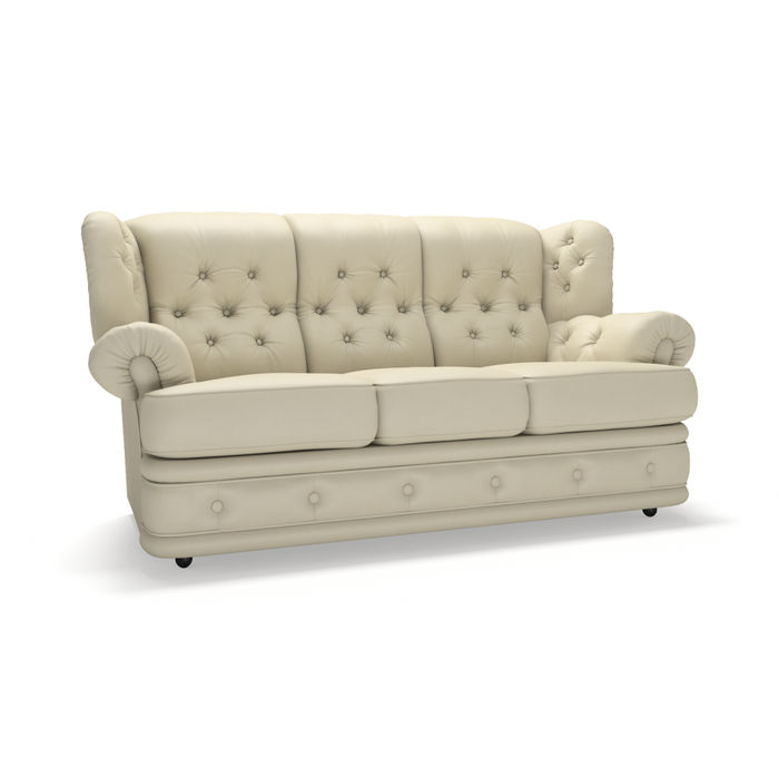 Sofa Couch Sitz Garnitur 3 Sitzer Polster Hohe Rückenlehne Chesterfield Leder