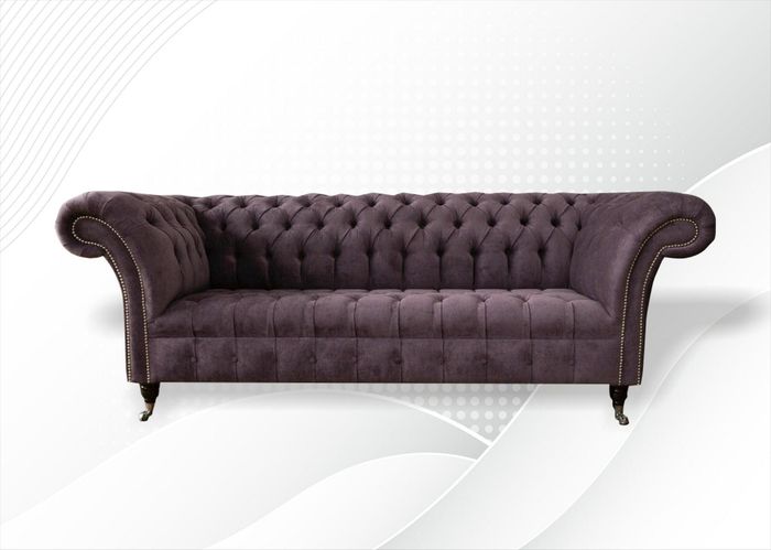 Gemütliche Sofa Couch Chesterfield Lila Textil Couchen Polster Dreisitzer Neu