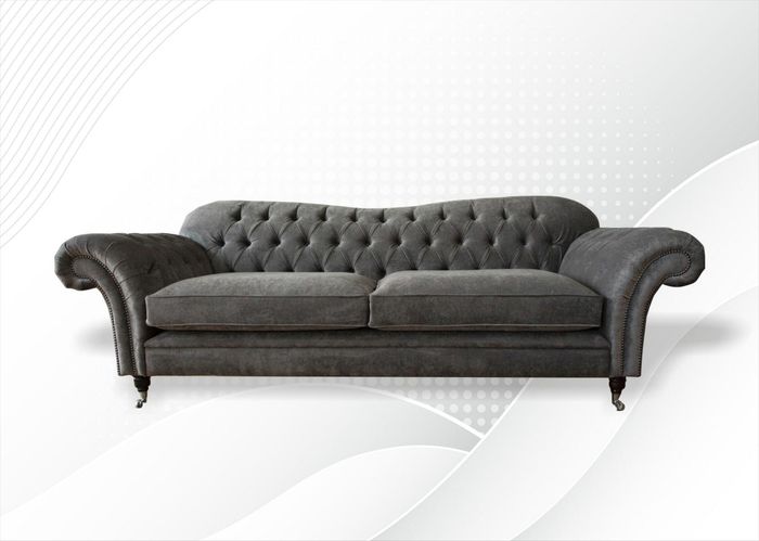 Klassische Chesterfield Grau Sofa Design Couchen Polster Sofas Luxus Ledersofa
