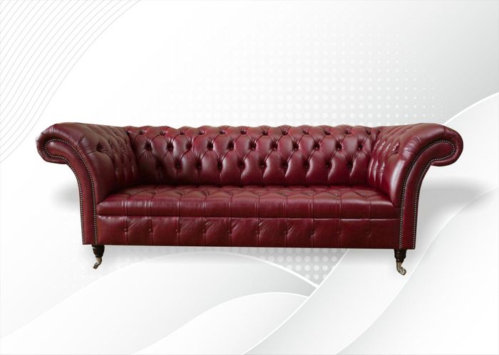 Chesterfield 3 Sitzer Bordaux Modern Design Couchen Leder Sofa Neu xxl big Möbel