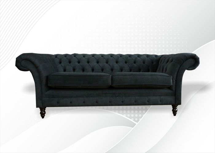 Chesterfield 3 Sitzer Big xxl Möbel Sofa Modern Design Textil Wohnzimmer Schwarz