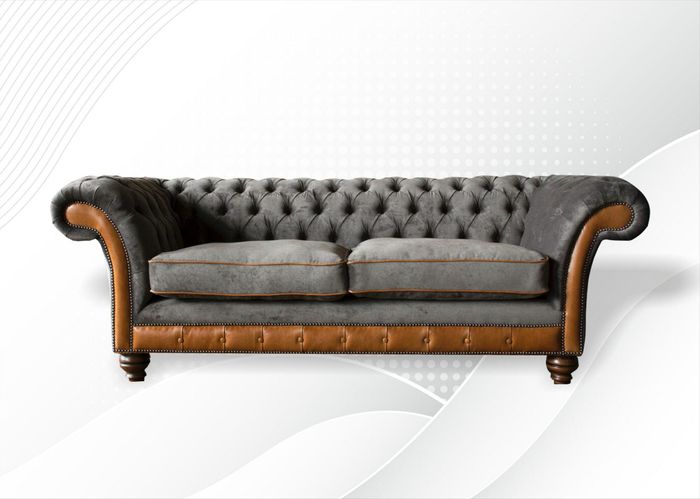 Sofa 3 Sitzer Klassisch Design Sofas Polster Leder Moderne Couchen Chesterfield